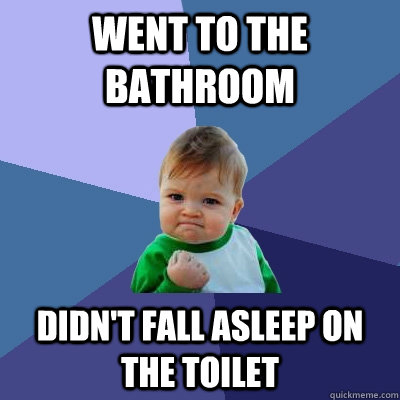 Went to the bathroom Didn't fall asleep on the toilet - Went to the bathroom Didn't fall asleep on the toilet  Success Kid
