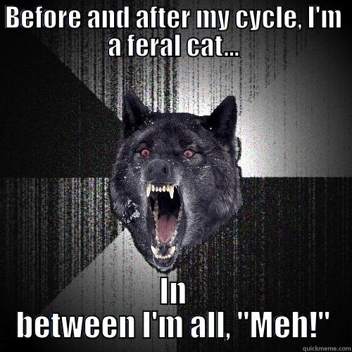 BEFORE AND AFTER MY CYCLE, I'M A FERAL CAT... IN BETWEEN I'M ALL, 