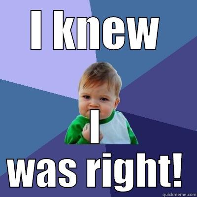 I KNEW I WAS RIGHT! Success Kid