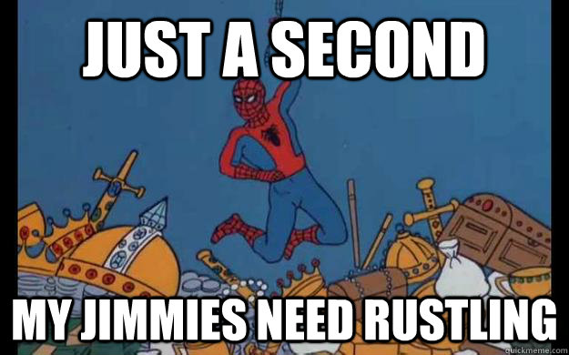 just a second my jimmies need rustling - just a second my jimmies need rustling  Spiderman