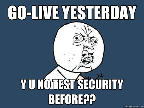 Go-Live yesterday y u no test security before??  Y U No