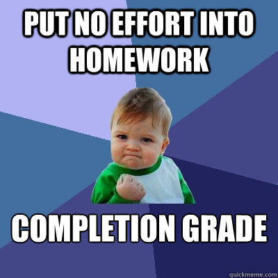 Put no effort into homework completion grade  Success Kid