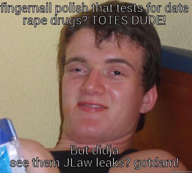 FINGERNAIL POLISH THAT TESTS FOR DATE RAPE DRUGS? TOTES DUDE! BUT DIDJA SEE THEM JLAW LEAKS? GOTDAM! 10 Guy