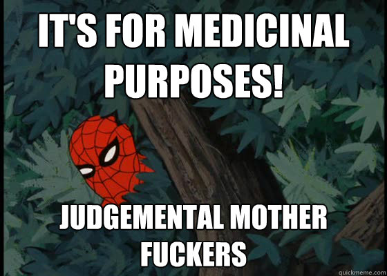 It's for medicinal 
purposes!
 judgemental mother 
fuckers  60s Spiderman