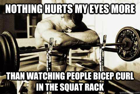 Nothing hurts my eyes more than watching people bicep curl in the squat rack  sad gym rat