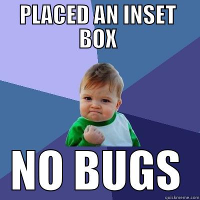 PLACED AN INSET BOX NO BUGS Success Kid