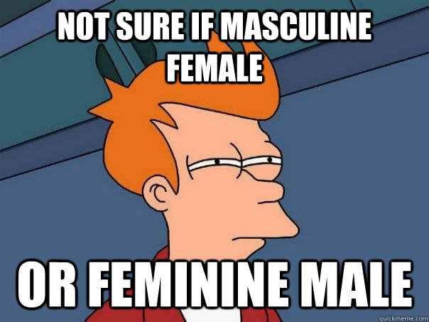 Not sure if masculine female or feminine male  Futurama Fry