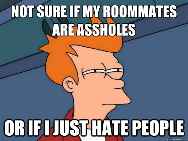 Not Sure if my roommates
are assholes  or if i just hate people  Futurama Fry