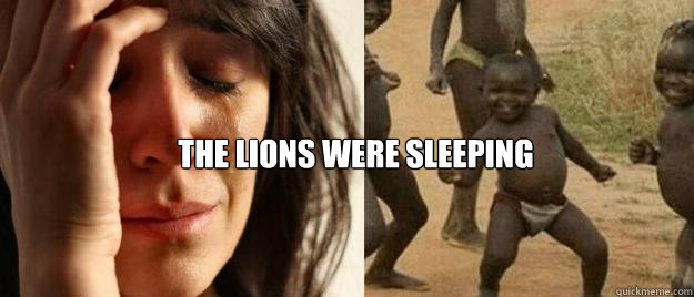  The lions were sleeping  First World Problems  Third World Success