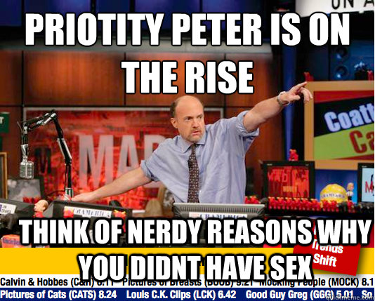 Priotity Peter is on the rise Think of nerdy reasons why you didnt have sex  Mad Karma with Jim Cramer