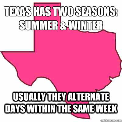 Texas Has Two Seasons:
Summer & Winter Usually they alternate days within the same week - Texas Has Two Seasons:
Summer & Winter Usually they alternate days within the same week  texas seasons