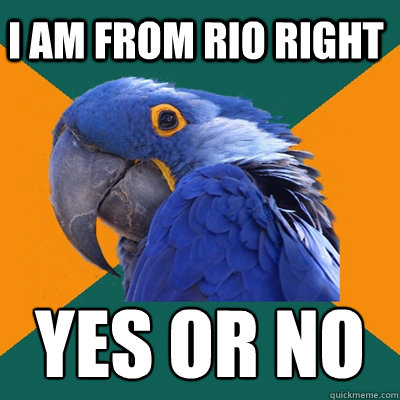 i am from rio right yes or no   Paranoid Parrot