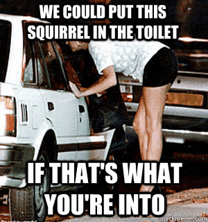 We could put this squirrel in the toilet if that's what you're into  Karma Whore