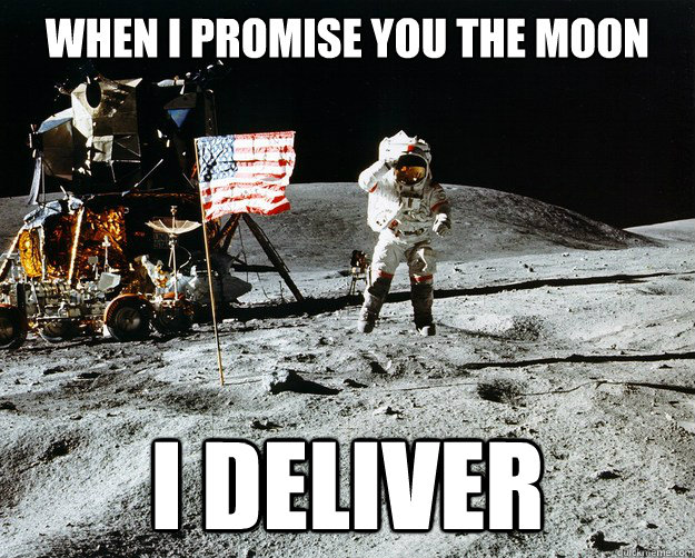 When I promise you the moon I deliver  Unimpressed Astronaut