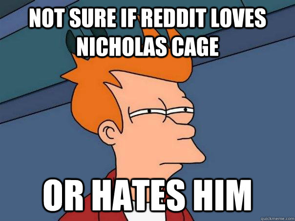 Not sure if reddit loves nicholas cage  or hates him - Not sure if reddit loves nicholas cage  or hates him  Futurama Fry