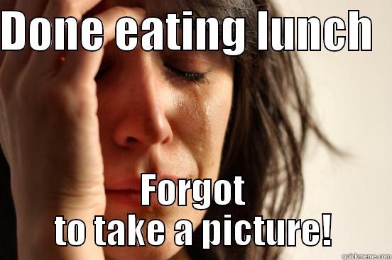 DONE EATING LUNCH   FORGOT TO TAKE A PICTURE! First World Problems