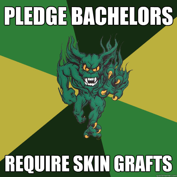 Pledge Bachelors require skin grafts  Green Terror