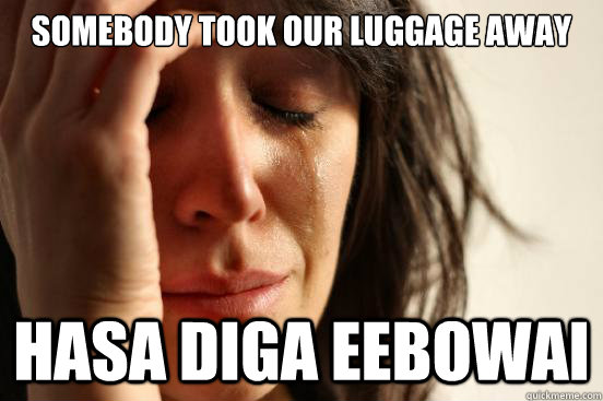 Somebody took our luggage away Hasa Diga Eebowai  First World Problems