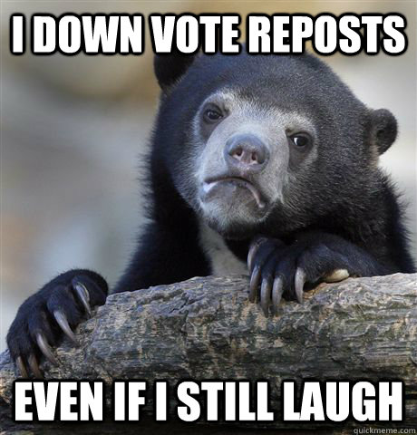 i down vote reposts even if i still laugh  Confession Bear