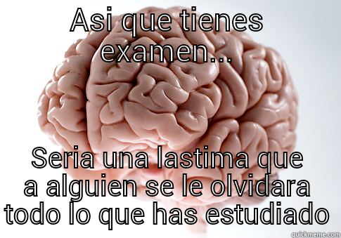 ASI QUE TIENES EXAMEN... SERIA UNA LASTIMA QUE A ALGUIEN SE LE OLVIDARA TODO LO QUE HAS ESTUDIADO Scumbag Brain