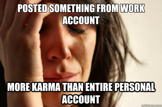 posted something from work account more karma than entire personal account  First World Problems