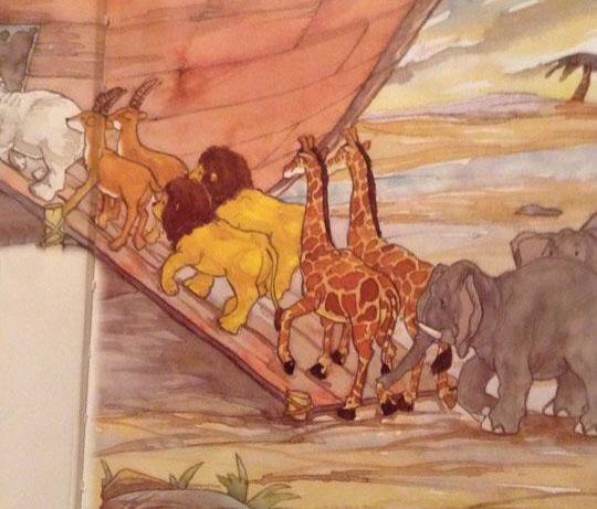 I think Noah is going to have a little trouble breeding the lions... -   Misc