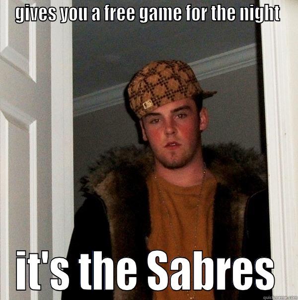 GIVES YOU A FREE GAME FOR THE NIGHT IT'S THE SABRES Scumbag Steve
