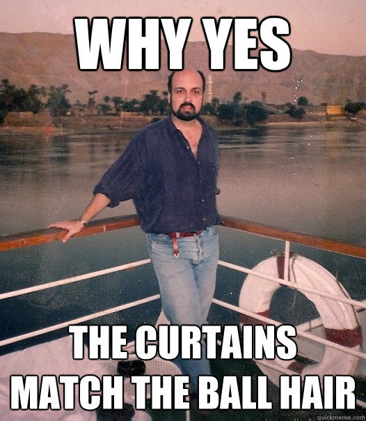 why yes the curtains match the ball hair - why yes the curtains match the ball hair  Sauve 90s Guy