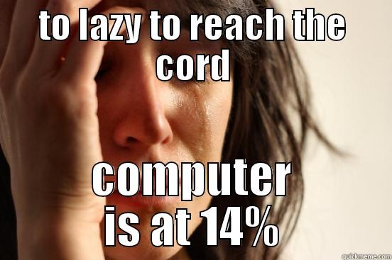 TO LAZY TO REACH THE CORD COMPUTER IS AT 14% First World Problems