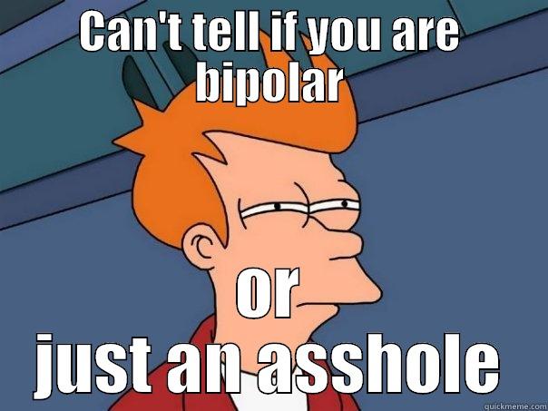 CAN'T TELL IF YOU ARE BIPOLAR OR JUST AN ASSHOLE Futurama Fry