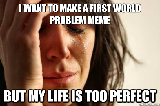 i want to make a first world problem meme but my life is too perfect  First World Problems