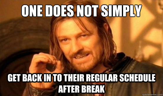 One Does Not Simply Get back in to their regular schedule after break  Boromir