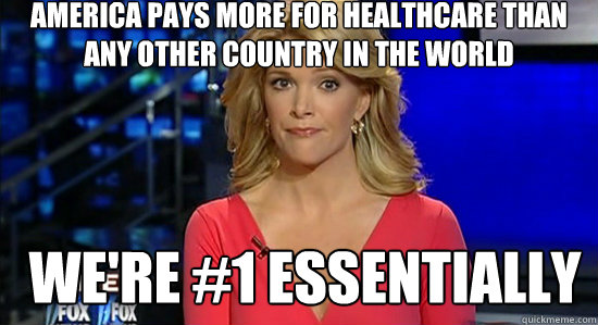 America pays more for healthcare than any other country in the world We're #1 essentially - America pays more for healthcare than any other country in the world We're #1 essentially  essentially megyn kelly