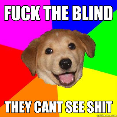 fuck the blind they cant see shit  Advice Dog