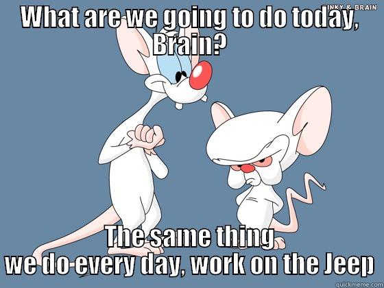 WHAT ARE WE GOING TO DO TODAY, BRAIN? THE SAME THING WE DO EVERY DAY, WORK ON THE JEEP Misc