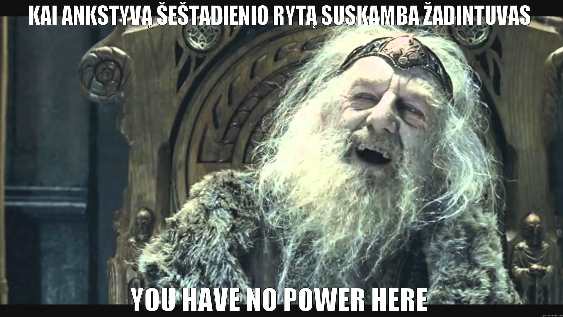 KAI ANKSTYVĄ ŠEŠTADIENIO RYTĄ SUSKAMBA ŽADINTUVAS YOU HAVE NO POWER HERE Misc