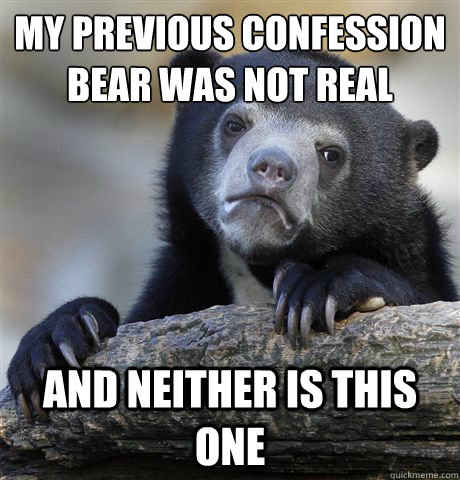 My previous confession bear was not real and neither is this one  Confession Bear
