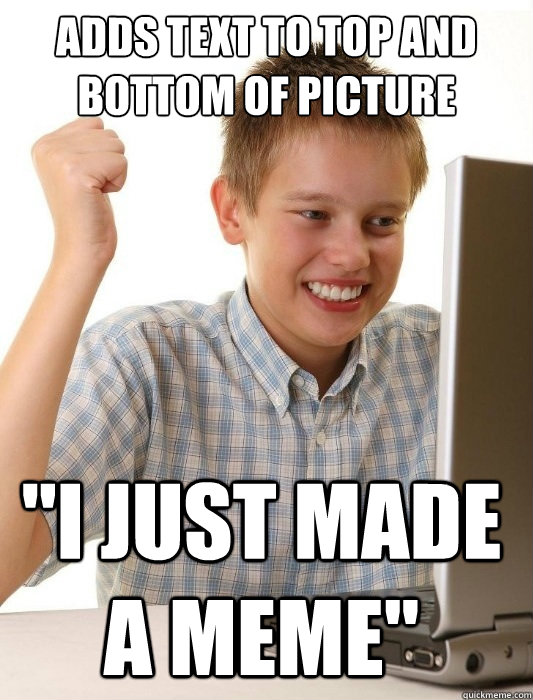 Adds text to top and bottom of picture 