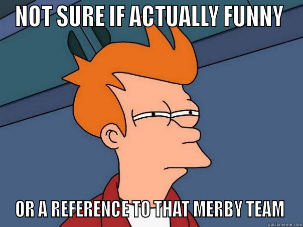 NOT SURE IF ACTUALLY FUNNY OR A REFERENCE TO THAT MERBY TEAM Futurama Fry