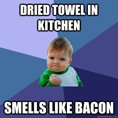 Dried towel in kitchen smells like bacon  Success Kid