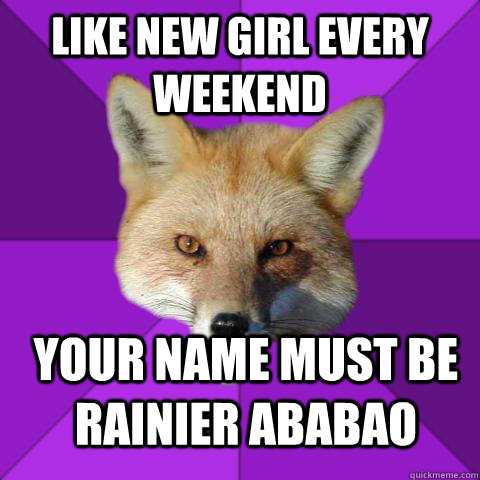 Like new girl every weekend Your name must be Rainier Ababao  Forensics Fox