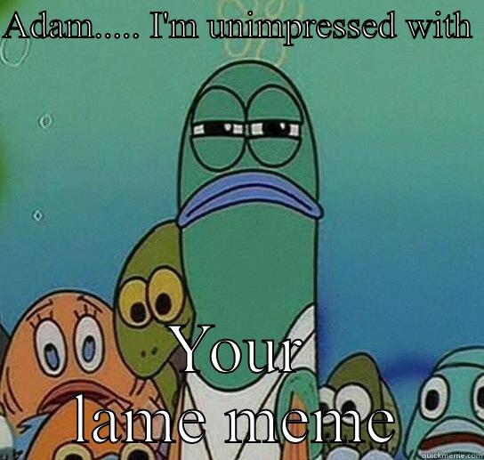 Adam.... I'm unimpressed with  - ADAM..... I'M UNIMPRESSED WITH  YOUR LAME MEME Serious fish SpongeBob