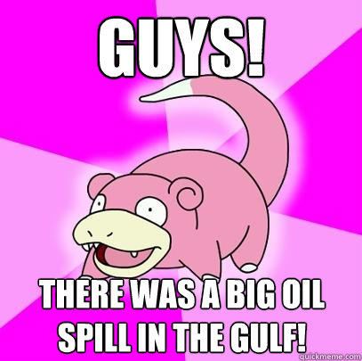 GUYS! THERE WAS A BIG OIL SPILL IN THE GULF!  