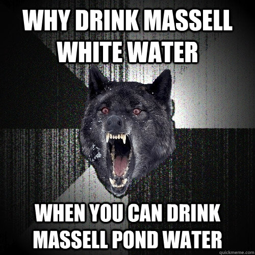 WHY DRINK MASSELL WHITE WATER WHEN YOU CAN DRINK MASSELL POND WATER  Insanity Wolf