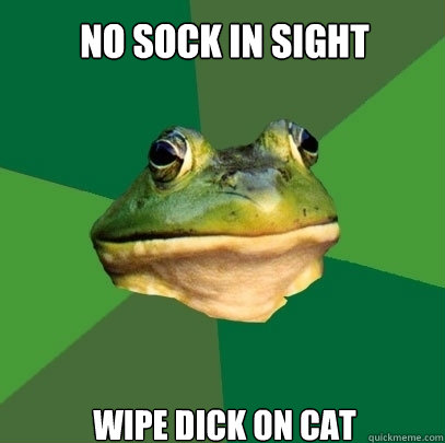 NO SOCK IN SIGHT WIPE DICK ON CAT  Foul Bachelor Frog