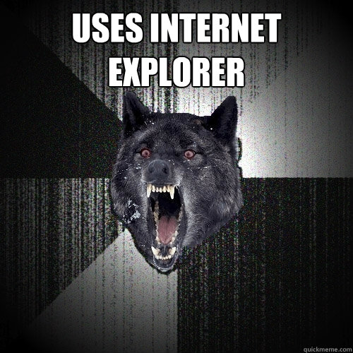 Uses Internet Explorer   Insanity Wolf