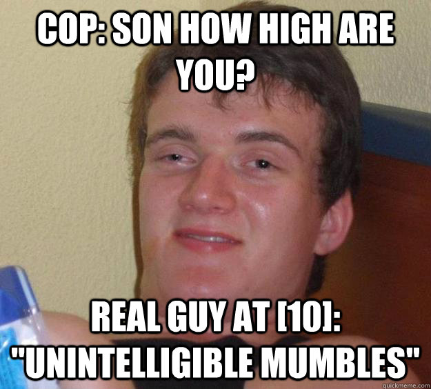 COP: Son How high are you? REAL GUY AT [10]: 