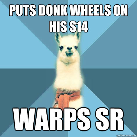 Puts donk wheels on his s14 Warps SR  Linguist Llama
