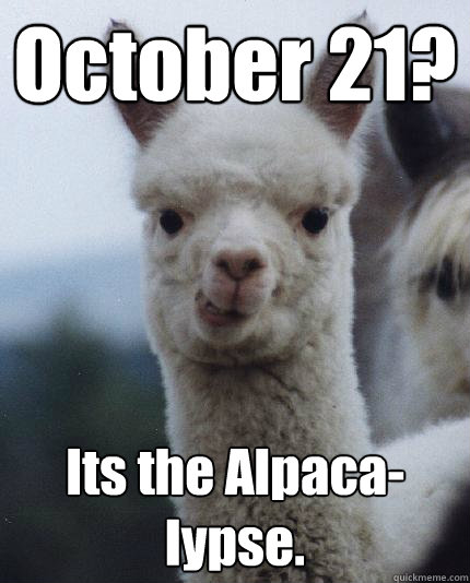 October 21? Its the Alpaca-lypse.  