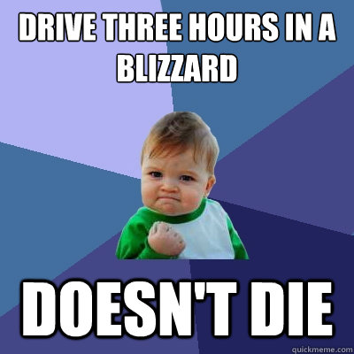 drive three hours in a blizzard doesn't die  Success Kid